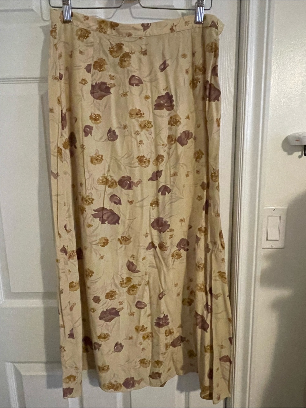 Laura Ashley Cream Maxi Skirt with Mauve and Gold Floral Print